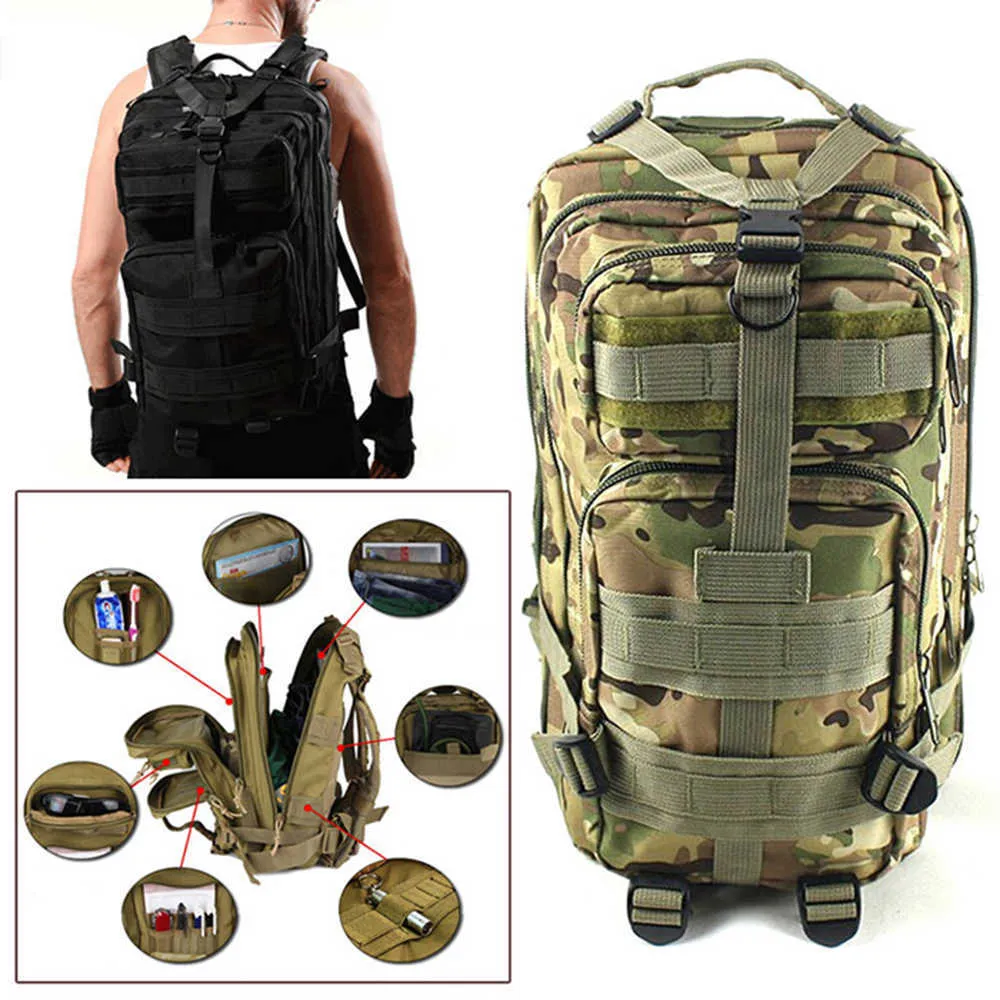 35L Tactical Plecak Wojskowy Plecak Trekking Sport Plecaki Camping Piesze Wycieczki Kamuflaż Torby Polowanie Torby Tactical Torba q0721