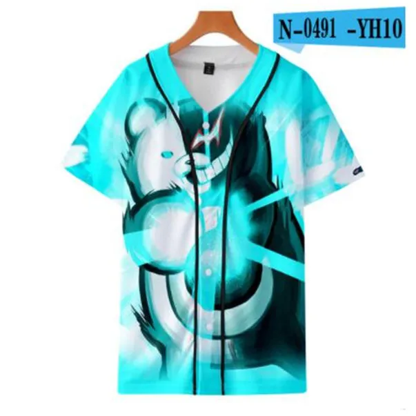 Custom Man Baseball Jersey Knappar Homme T-shirts 3D Tryckt skjorta Streetwear Tees T Shirts Hip Hop Kläder Fram och Tillbaka Skriv ut Bra 052