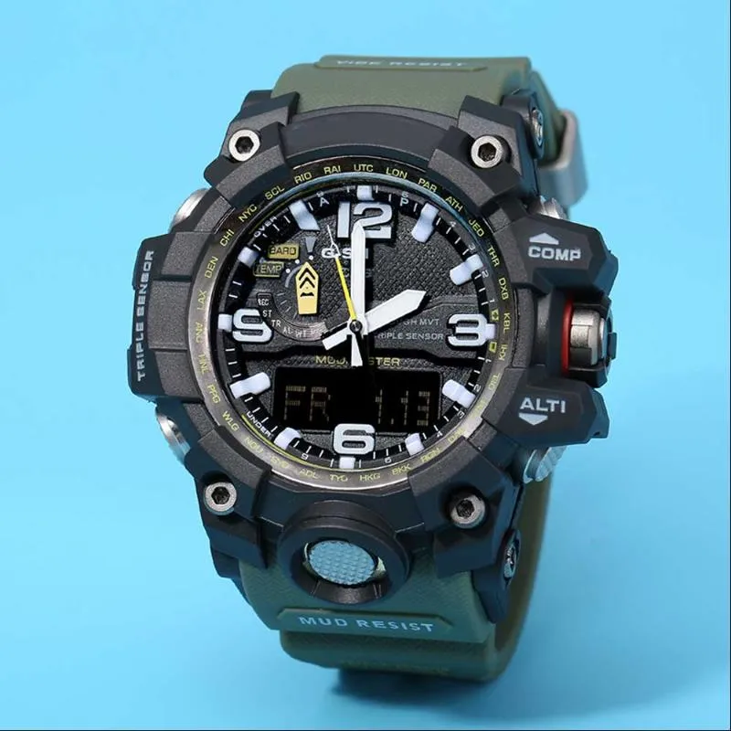 Orologi da polso GWG1000 Brand Uomo orologi sportivi Dual display analogico digitale LED elettronico per il tempo libero impermeabile orologio militare