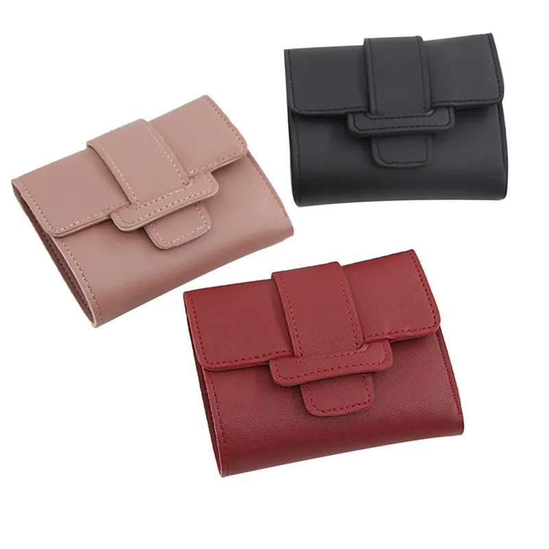 Women's Wallet Fashion Wild Candy Color Pumping Belt 3-Fold Short Wallet Multi-card Organizer