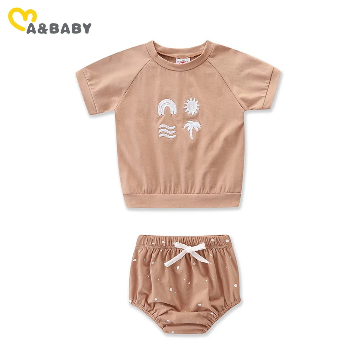 6m-4y Summer Toddler Kid Boy Girl Kläder Set Casual Rainbow T Shirt Toppar Shorts Outfits Barndräkter 210515