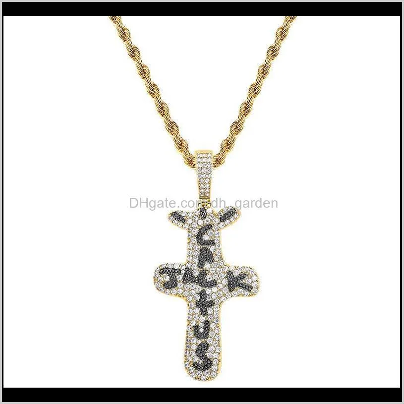 micro paved cubic zirconia bling ice out cactus jack pendants necklaces for men women hip hop rapper necklace