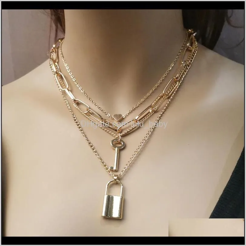 jewelry chain heart pendant female creative geometric all-match lock necklace