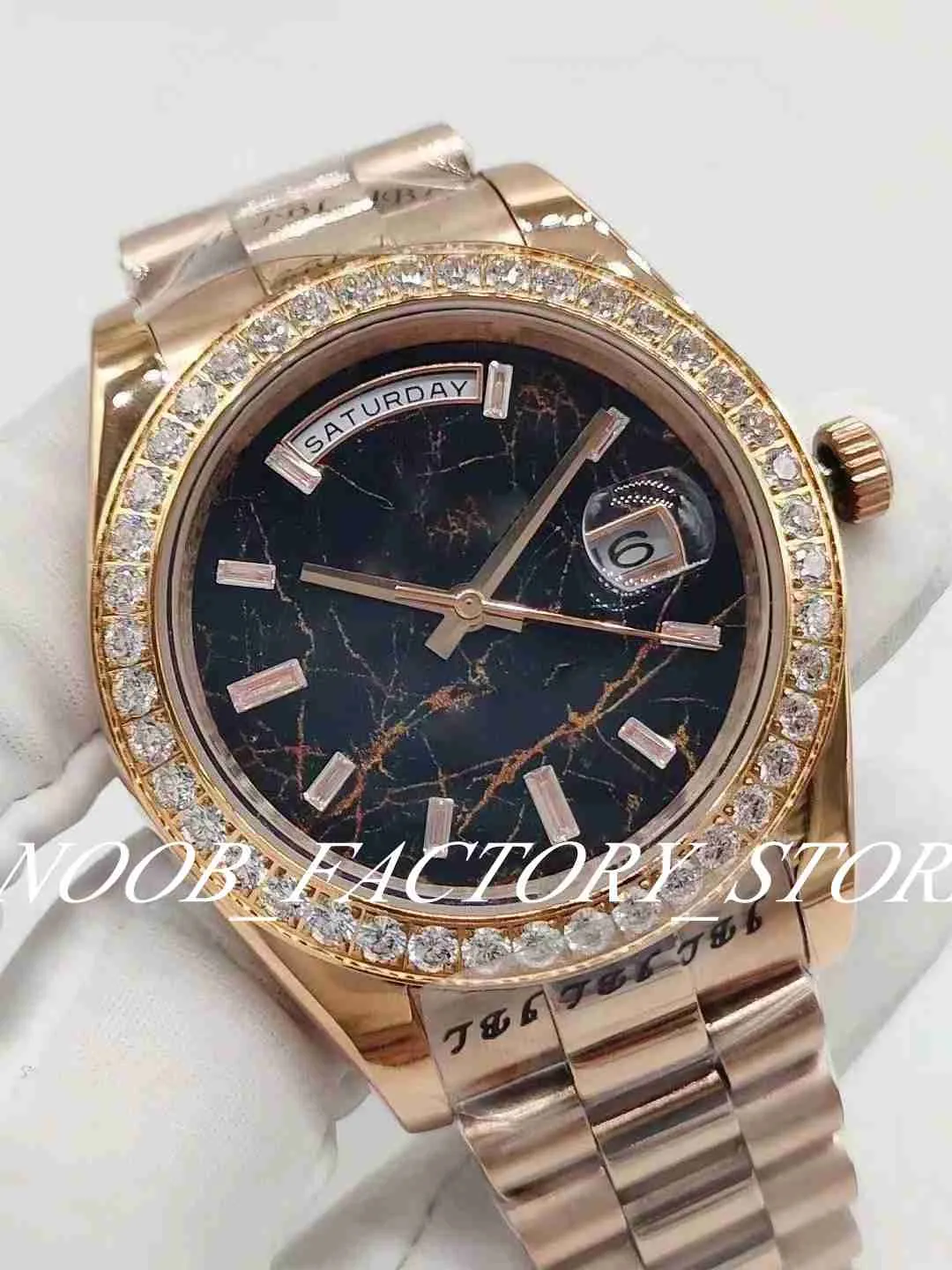 Män klockor Fabriksförsäljning Rose Gold Diamond Bezel 2022 Meteorit Dial Classic 41 mm 2813 Automatisk rörelse Rostfritt stålband Julklapp Armbandsur