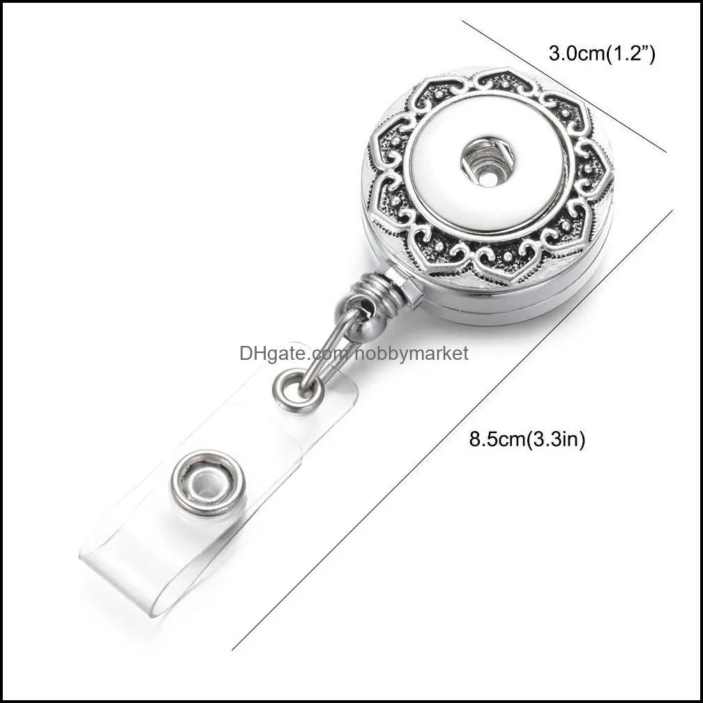 3 Styles Snap Button Jewelry Accessories Metal Retractable Badge Reel Key ID Card Clip Ring Lanya