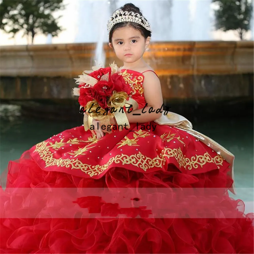 Kids Dresses For Party Wedding Gorgeous Sequins red Velvet Children Pageant Gown  Girls Princess Dress christmas Girl Clothing