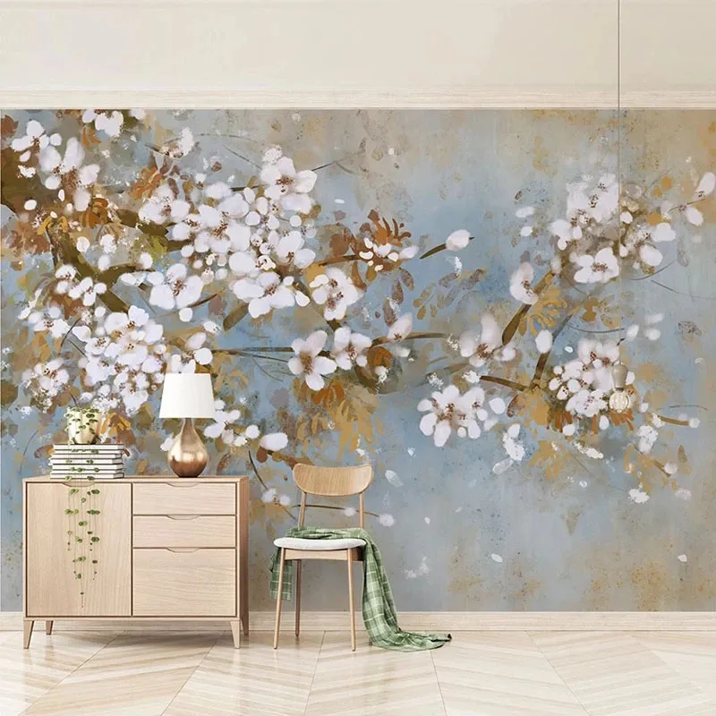 Taille personnalisée Fond d'écran 3D peint à la main vintage floral mural murals mural salon chambre murale de mur peinture murale