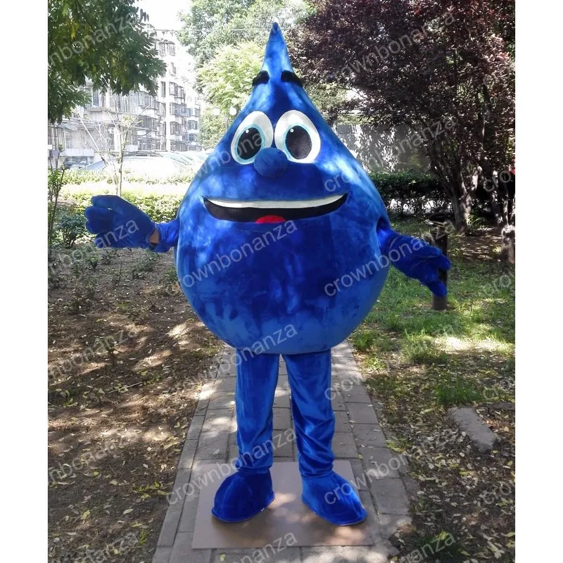 Halloween Blue Water Drop Mascot Costume di alta qualità Caratteri anime tema del cartone animato Adulti di dimensioni natalizia festa di compleanno di carnivale esterno outfit