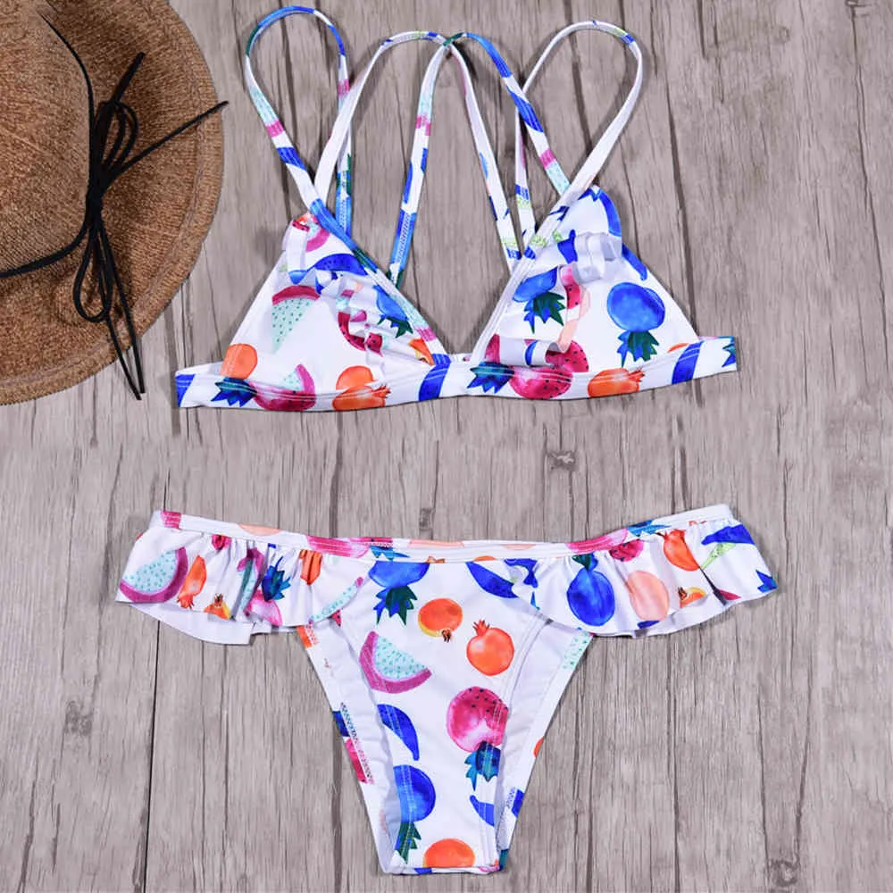 Sexy Volante Bikini Traje De Baño Mujer Traje De Baño Tanga Conjunto