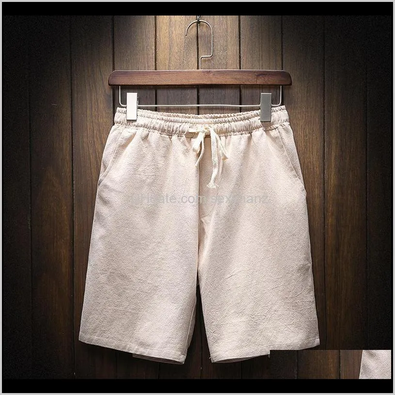 cotton linen men`s shorts casual harajuku bermuda shorts solid color 2021 summer high quality mens large size m-5xl