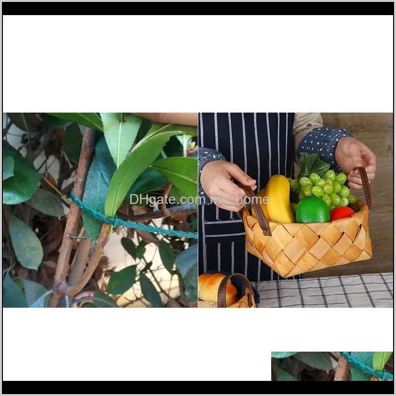 pcs woven fruit basket with handle, bread storage large & 200 6.7 inch flexible plastic twist ties baskets