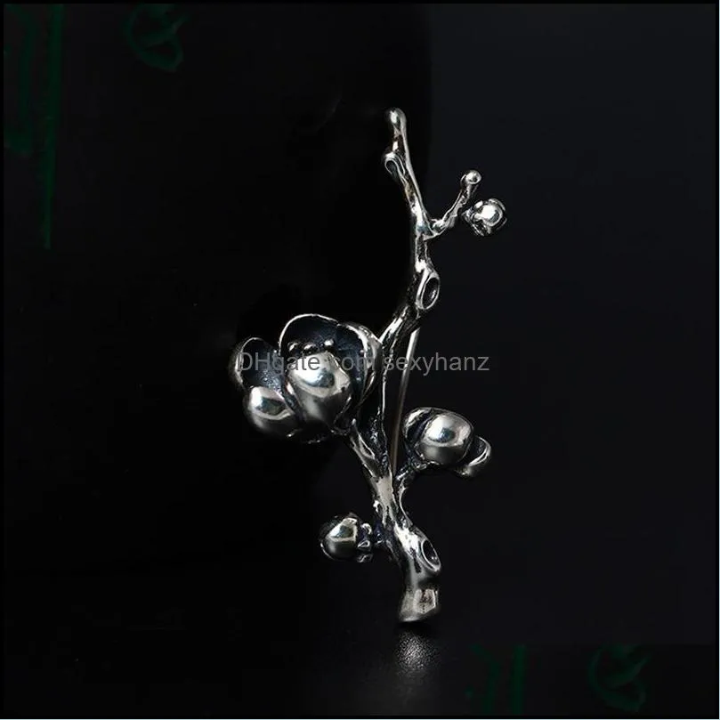 Autres Bijoux de Corps Vintage Magnolia Broches 925 Sterling Sier Stéréoscopique Fleurs Design Mode Sauvage Pour Femmes Charmes Fine Drop Delivery