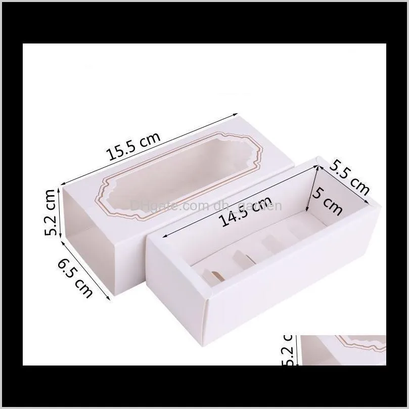 macaron packing boxes wedding party 5/10 pack cake storage biscuit clear window paper box cake decoration baking ornaments sn2365