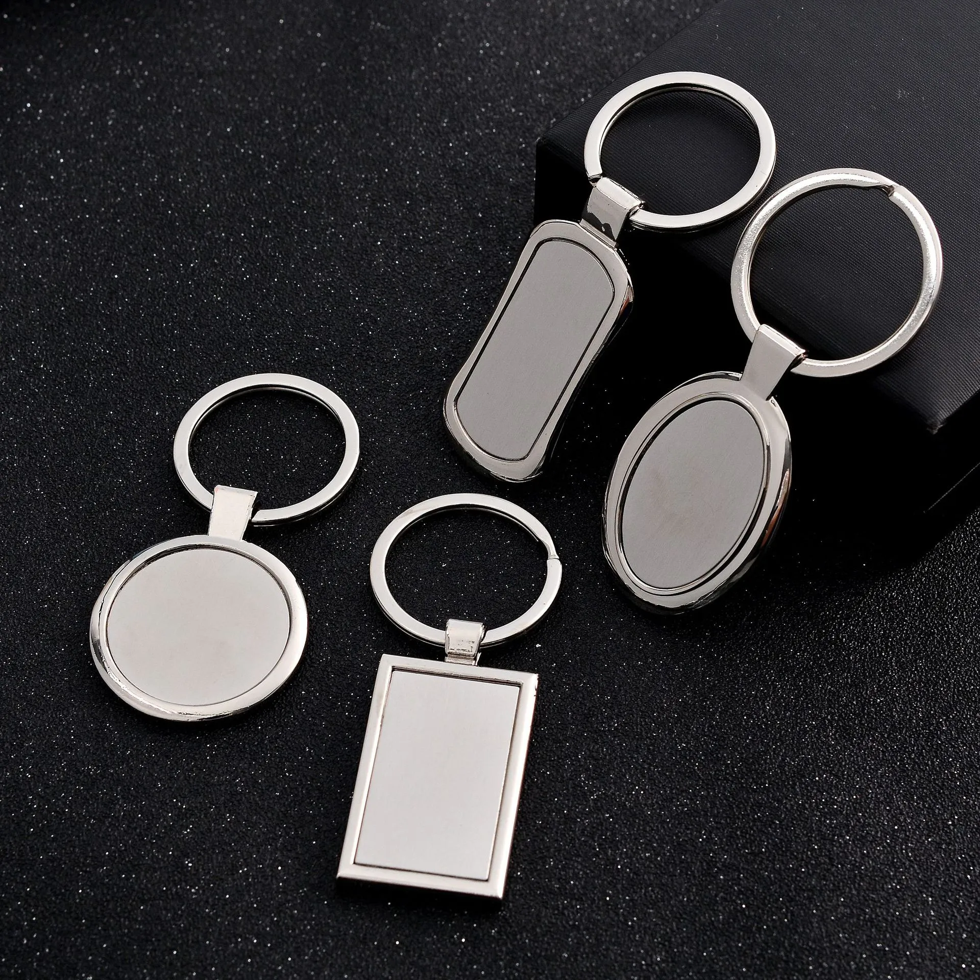 Aço inoxidável metal em branco chaveiro moda geometria forma pingente titular de chaveiro para homens carros chaveiros kimter-a142z