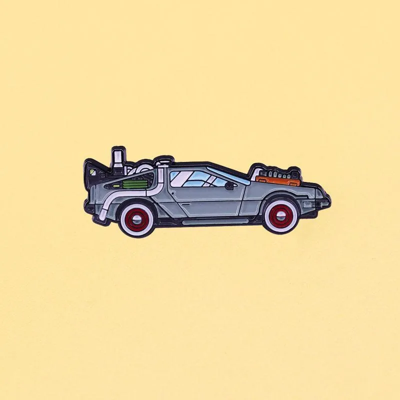 Pins, Brooches Delorean Sports Car Enamel Pins A Family Travels With Metal Men Women Fashion Jewelry Gifts Hat Bag Lapel Badges