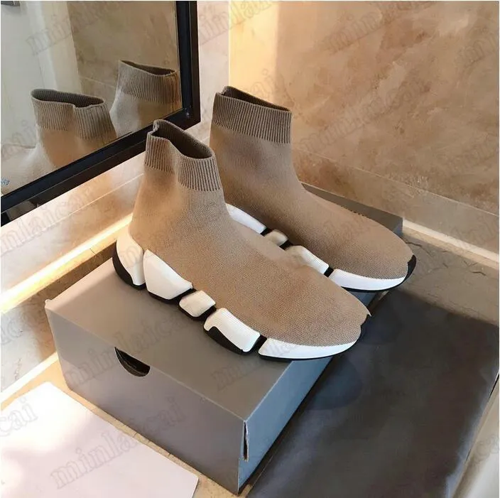 Италия Скорость брендов 2.0 Носка Обувь для носки Утяженные вязаные Высокопрочные лодыжки Boots Luxurys Дизайнерские Тренеры Носок Стиль Логотип-Печата Плоский Складки Кроссовки