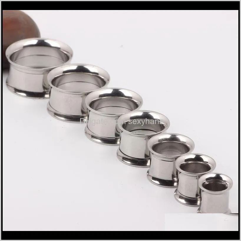 f15 mix 5-20mm 144pcs stainless steel silver ear tunnel body jewelry double flare flesh tunnel internally threaded