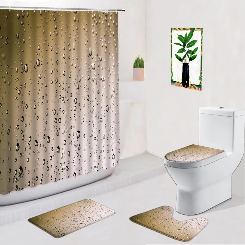 Douchegordijnen Regendruppelgordijn Moderne Eenvoud Antislip Home Decor Badmat Wc Cover Pad Flanel Badkamer Tapijt Set Wasbaar