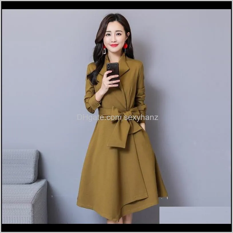 autumn trench coat women outwear belt female black long coats for ladies new korean fashion women overcoat femme dd2329