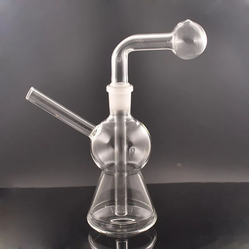 günstigste Mini-Glas-Ölbrenner-Bong mit Downstem-Topf, dickes Pyrex-Recycler-Rauchwasserrohr, Recycler-Ölbrenner-Bong, 14-mm-Verbindung, 6 Zoll