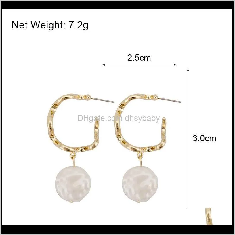 minimalist gold open hoop earrings circle chic fashion alloy jewelry metal twisted hoop statement pearl cute earrings