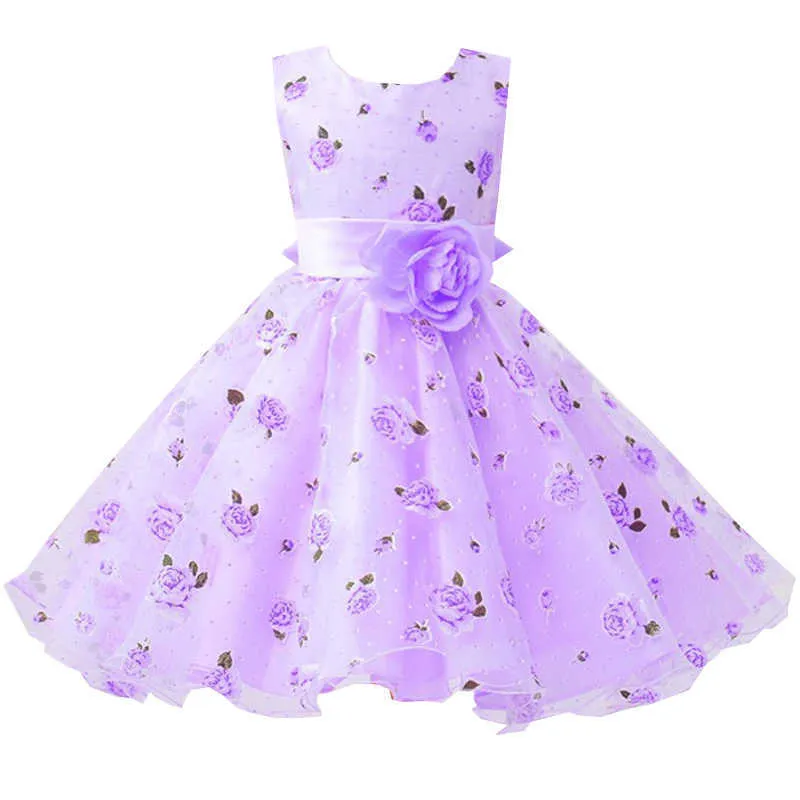 2021 Sommar brudtärna blomma tjejer klänning prinsessa barn klänningar för flicka bröllopsfest kväll klänning barn kläder 3 10 år Q0716