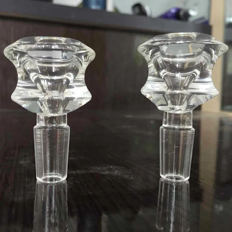 Transparent Smoking Thick Glass Herb Tobacco Oil Rigs Wig Wag 14MM 18MM Male Interface Joint Waterpipe Portable Handle Hookah Bong Funnel Bowl DHL Free