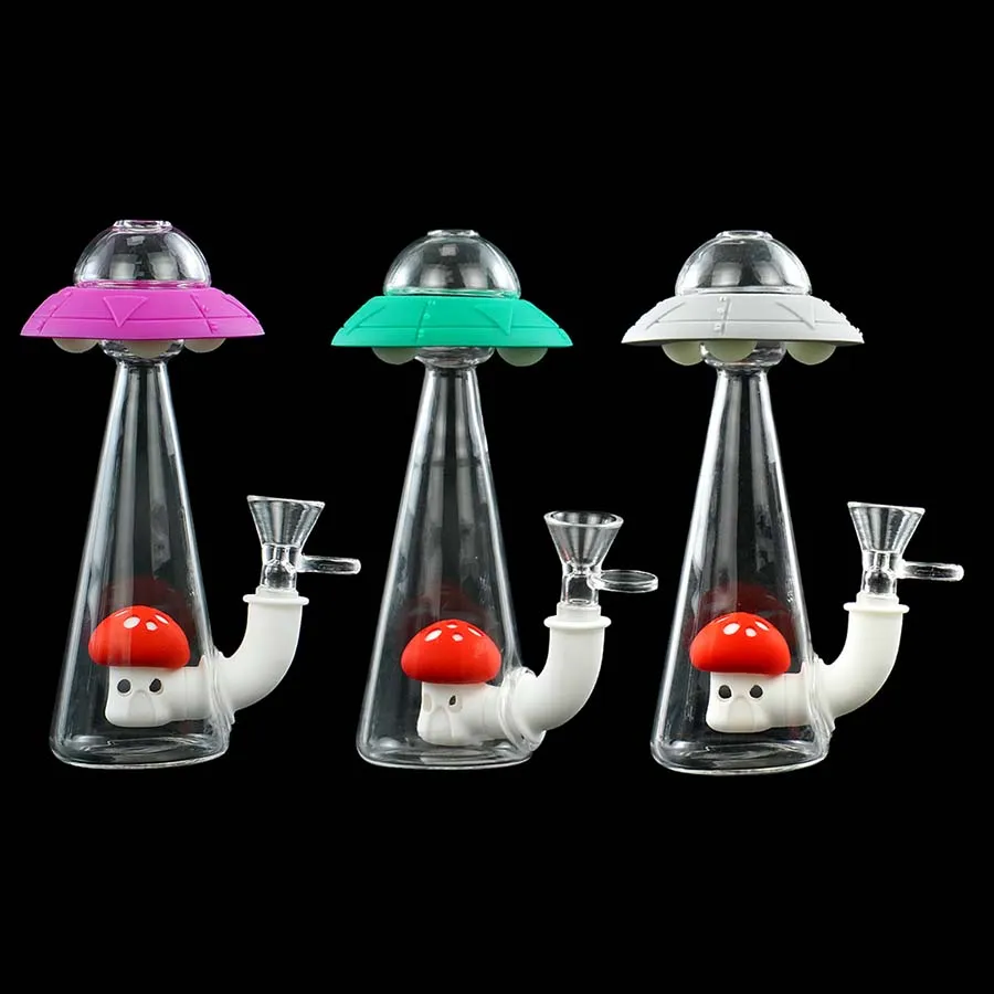 UFO 봉수 파이프 오일 조작 물 담뱃대 실리콘 흡연 핸드 파이프 무료 유리 그릇