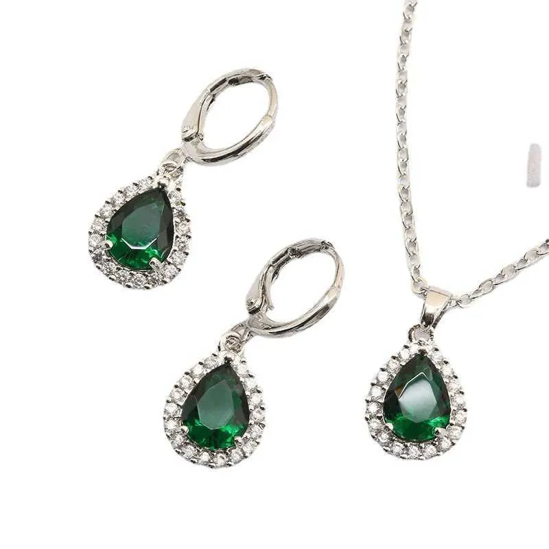 Set di gioielli Collane da donna in cristallo Placcato in oro argento con goccia di diamanti Collana multi orecchino set in due pezzi da donna per signora Moda diamante