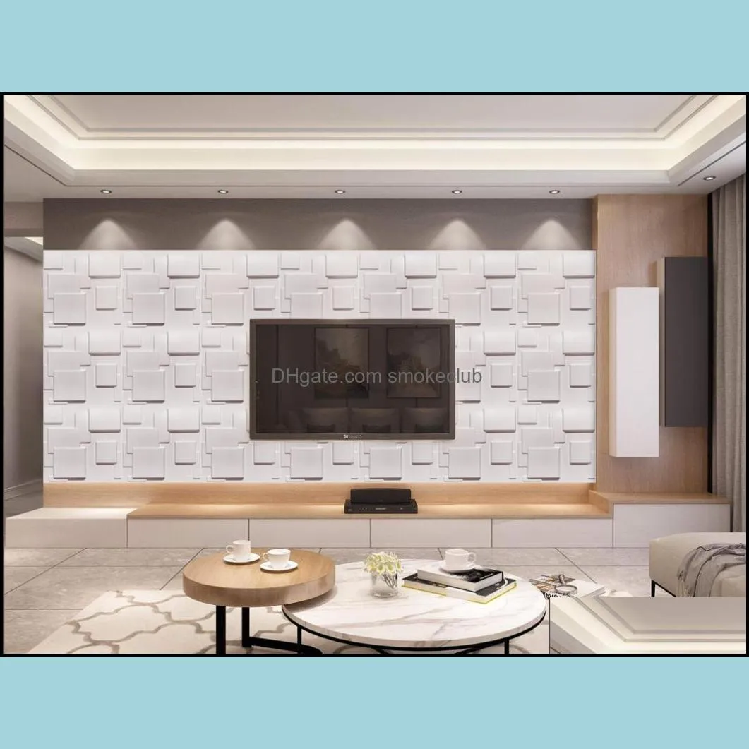 Wallpaper decorative 3D paneling Plastic PVC Modern Wall Design, White, 19.7inch x*19.7 inch