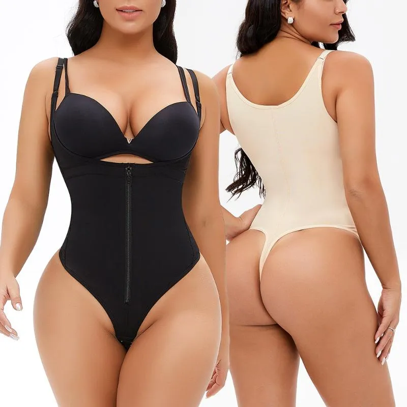 Women's Shapers Women Sexy Body Shaper BuLifter Tummy Control Bodysuits Push Up Shapewear Zipper Breasted Slimming Underwear Plus Size