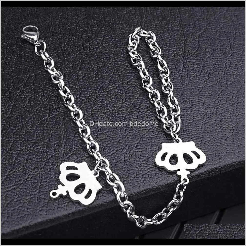 hip hop new stainless hollow chain bracelet simple and exaggerated crown chaoren women`s titanium steel braceletw0mc