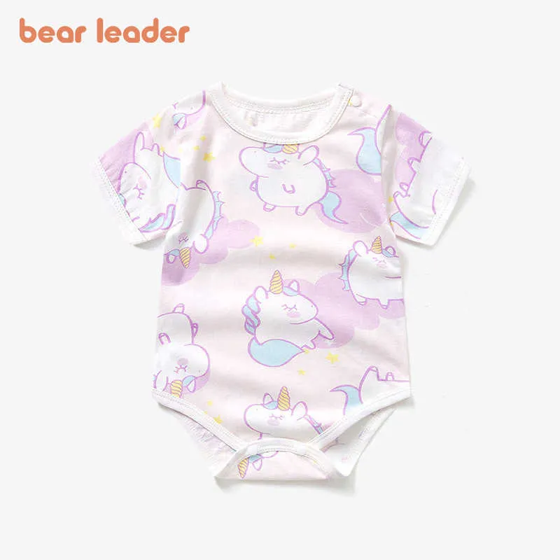 Bear Leader Toddler Baby Cartoon Print Rompers Fashion Summer Born Casual Bodysuits Infant Sweet Kläder för 0-2Y 210708