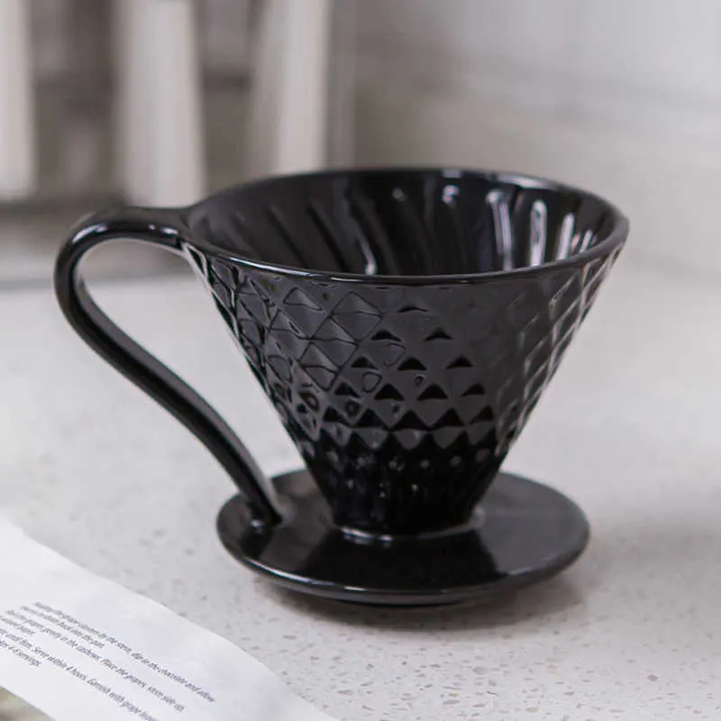 Filtri per caffè in ceramica Tazza con filtro antigoccia a forma di diamante Macchina per versare permanentemente con supporto separato 210607