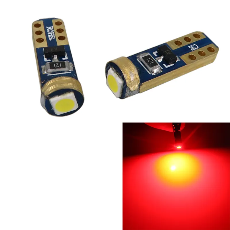 100x السوبر مشرق السيارات المصابيح الأحمر T5 3030 1SMD canbus خطأ أداة صك الحرة 37 73 74 79 17 57 أضواء LED لمبة 12 فولت