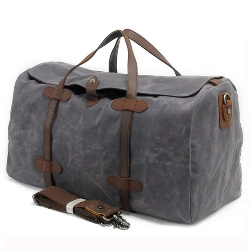 Men Vintage Wax Canvas Luggage Travel Large Duffel Shoulder Weekend Overnight Big Tote Handbags From 53 03 DHgate