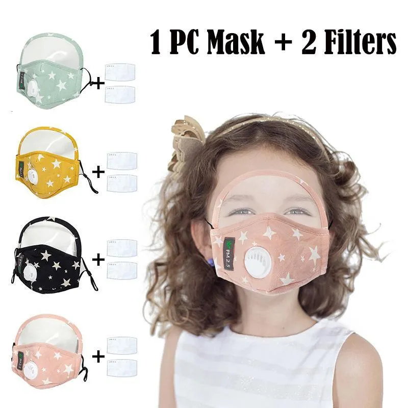 Children Cotton Party Masks with 2 Filters and Removable Eyes Shield Anti-Dust PM2.5 Washable Kids Face Mask Fashion Printed Face Cover