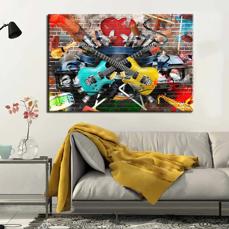 Backstreet – images d'art mural de musique, peinture sur toile de guitares pour affiches de salon imprimées, Art abstrait