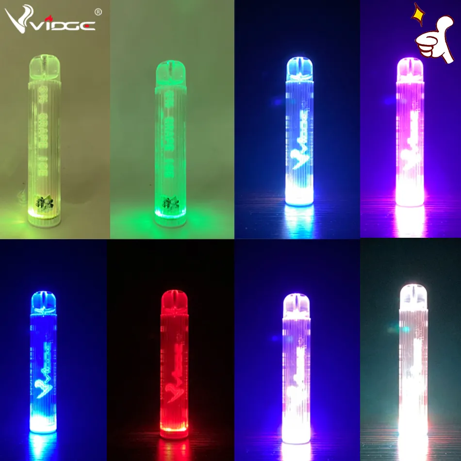 Najnowszy 10 kolorów Świecące PCV Design Vapepen jednorazowe papierosy elektroniczne Oryginalny Vidde Flare 6% 800 Puffs 500mAh Bateria 3 ML Pojemność 7 LED RGB Flash