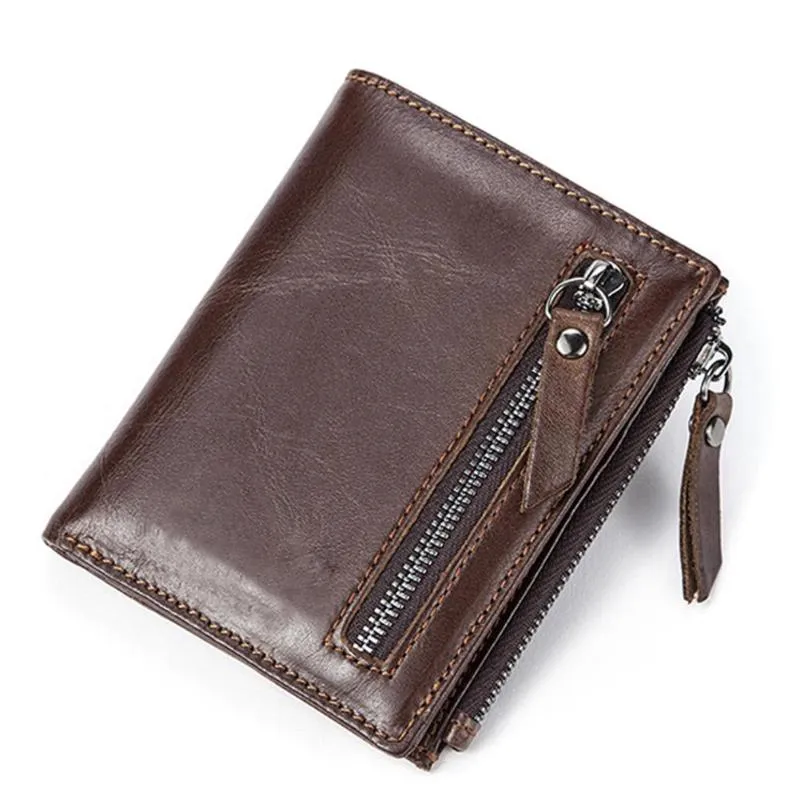 財布の男性本革の財布2つの折りたたみ式の男性コイン財布ホルダーがスナップ閉鎖と短い