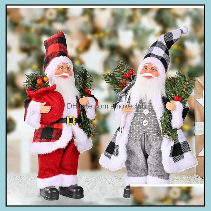 Party Supplies Christmas decorations resin old man ornaments plaid cloth sitting posture