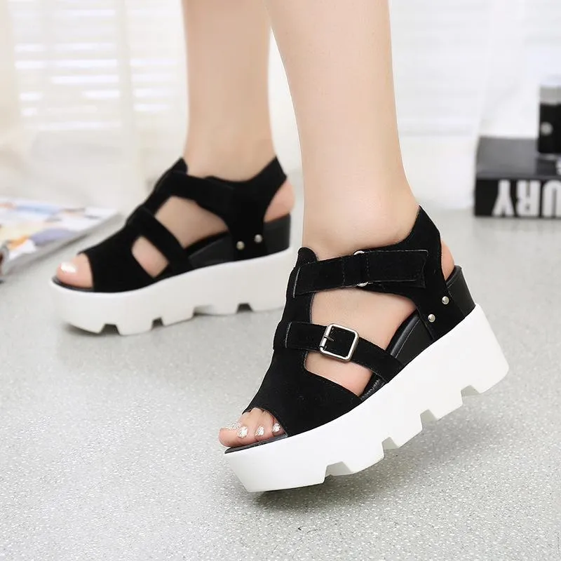 Moda verano plataforma cuña tacones altos Casual cómodos zapatos de ocio ligeros sandalias de mujer 35-40
