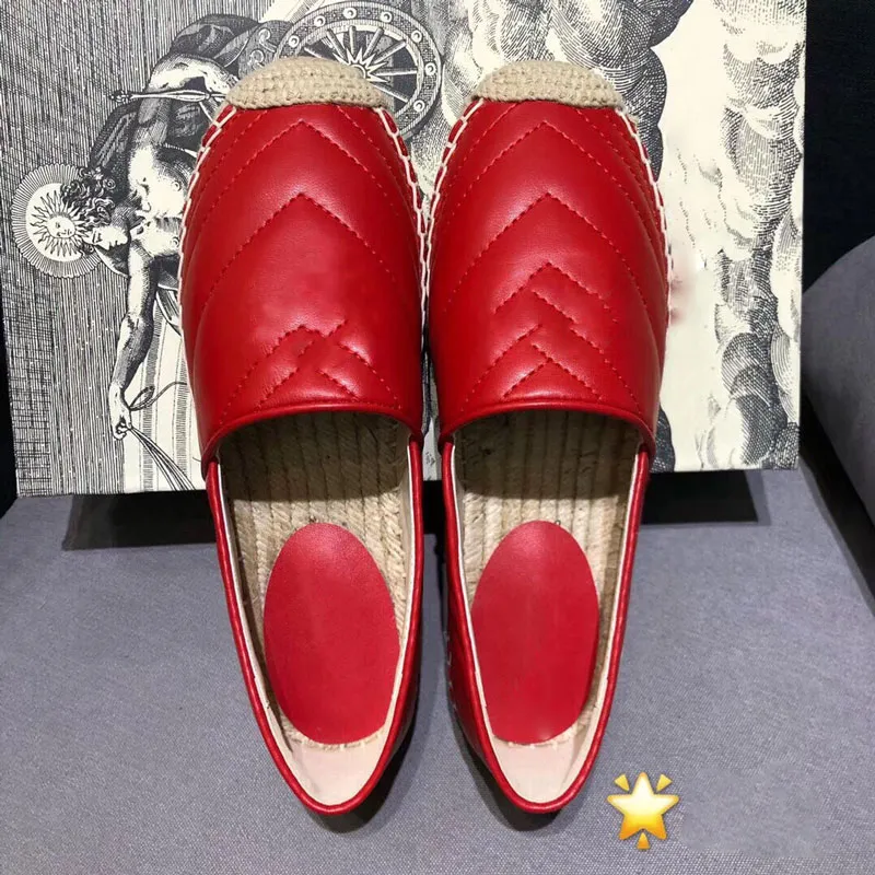 021 Lüks Tasarımcı Espadrilles kadın Rahat Ayakkabılar Yaz Ve Bahar Platformu Kenevir Halat Kemer Donanım Loafer Kız Deri Sole EUR35-41 Kutusu Ile