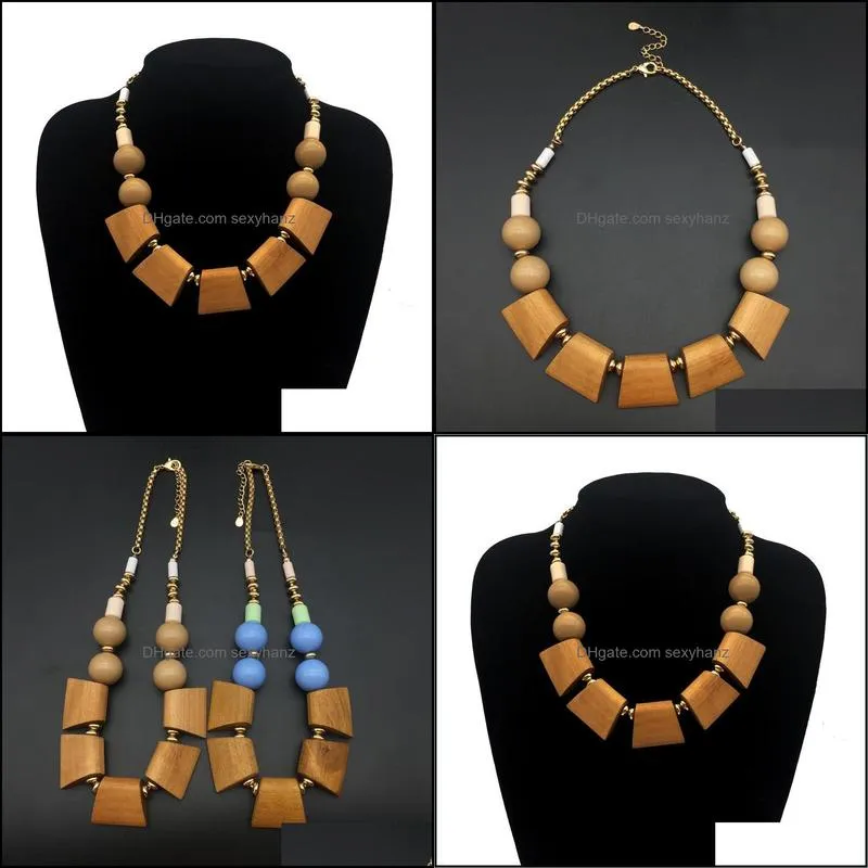 Simple wood creative personality item jewelry acrylic round beads short accessories necklace women