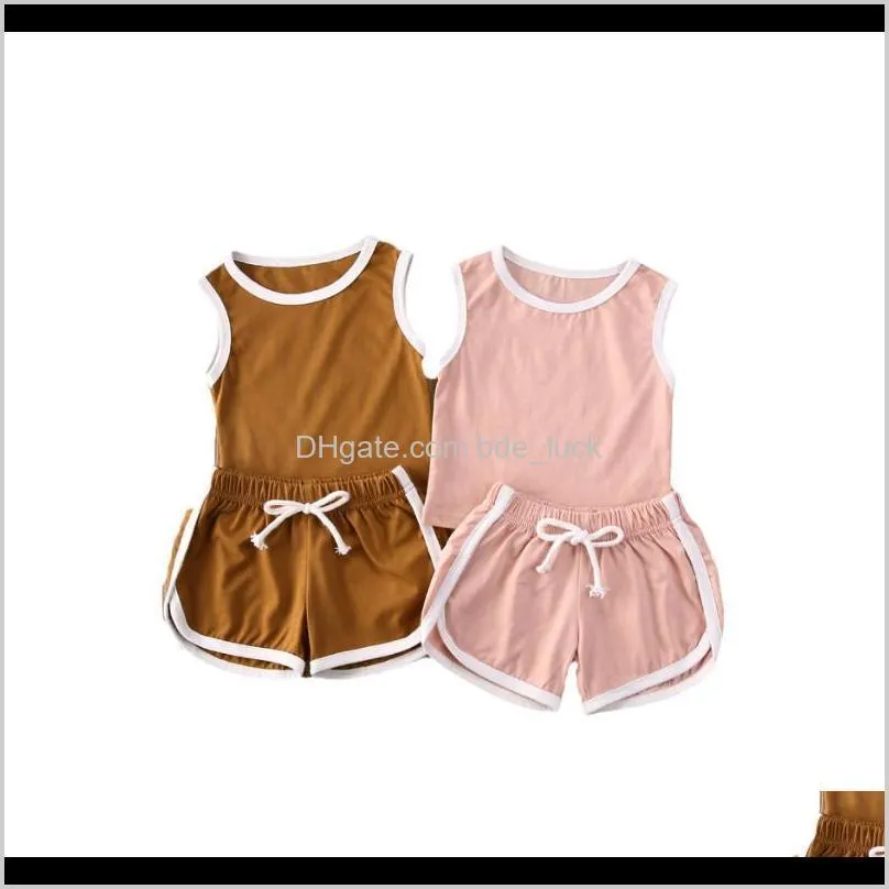 Sets Clothing Baby, Kids & Maternitysummer Toddler Baby Girl Boy Set Solid Sleeveless Tank Top + Shorts Casual Clothes 1-5Y Drop Delivery 20