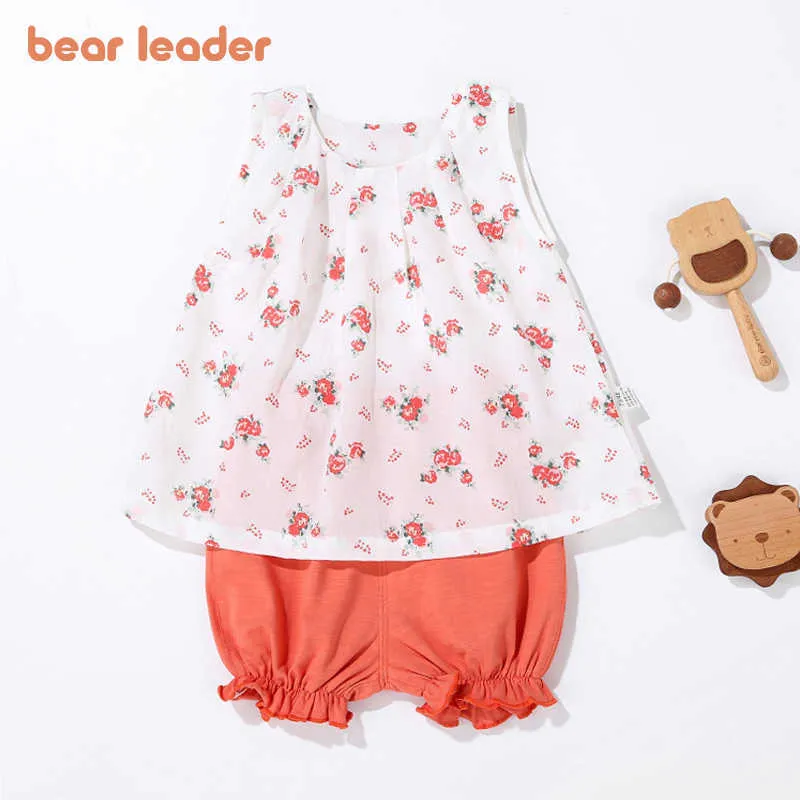 Bear Leader Enfants Girls Summer West Gilet et Shorts Tenue Taines Fashion Né Bébé Costume Floral Enfant Vêtements 1-3Y 210708