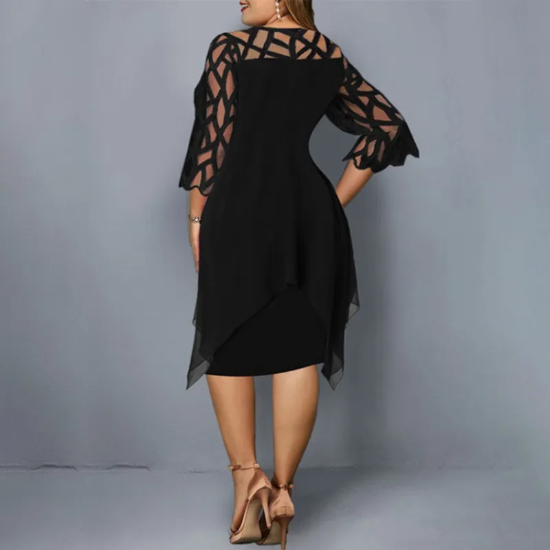 Plus Size Womens Asymmetrical Midi Dress with Lace Mesh, Cap and Flare Sleeves, Sizes L-6XL from Dhgate Plus size Dresses - price 21.1 Plus Size Womens Asymmetrical Midi Dress with Lace Mesh, Cap and Flare Sleeves, Sizes L-6XL from Dhgate Plus size Dresses - price 21.1