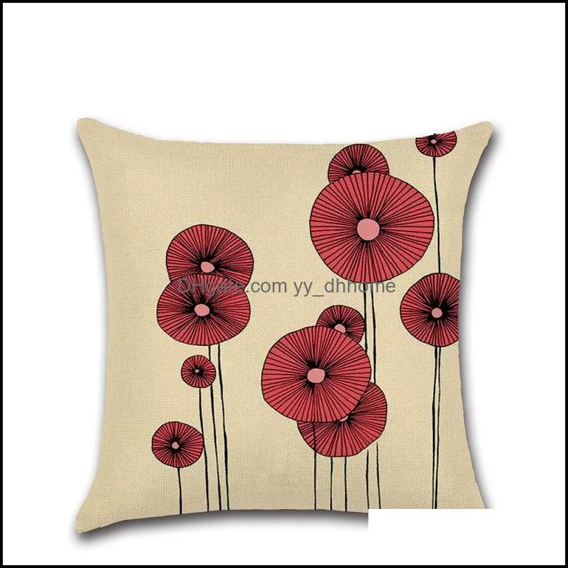 Oil Painting Polyester Cushion Cover Plant Flower 43X43cm Pillow Case Home Decorative Pillows Cover For Sofa Car