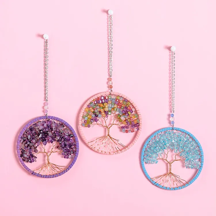 National Tree of Life Decor Home WALL HACK Ręka Made Dream Catcher Ozdób Świąteczny Dekoracja Blue Purple