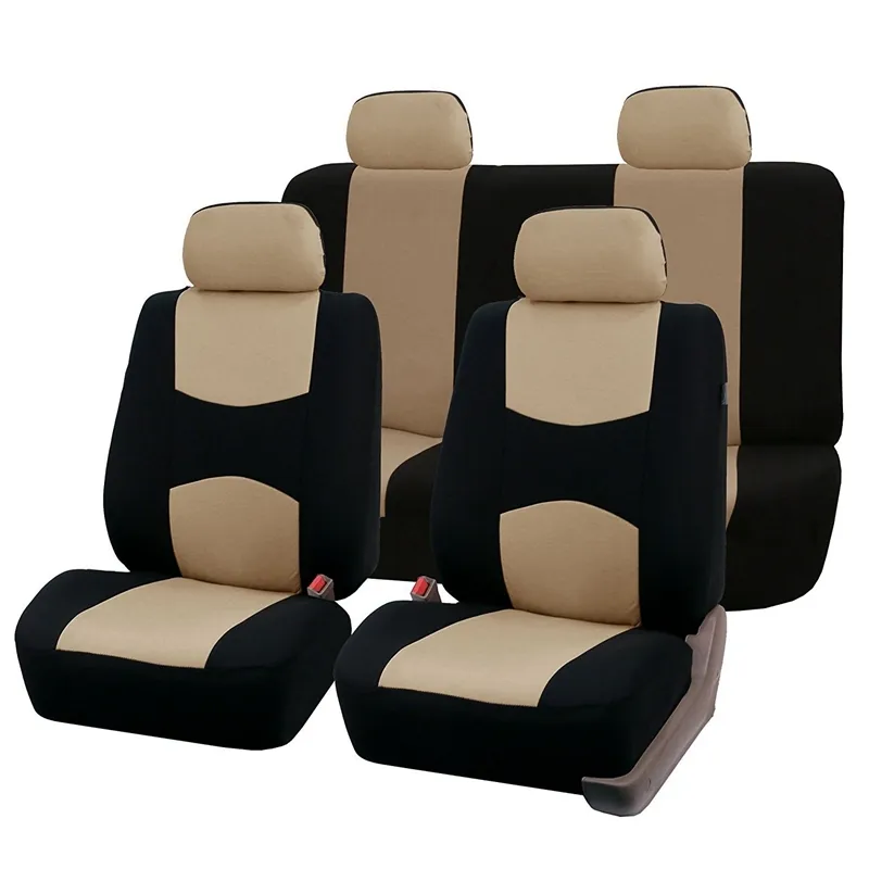 Car Seat Covers Full Set In Beige Black Front Rear Split Bench Protection Universal Truck Van SUV Audi A4 B8 Cushions Auto Bmw Acc255V